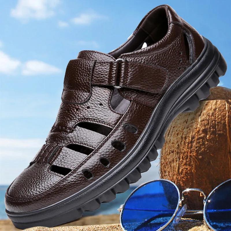 Fashion Men's Summer Sandals Luxury Leather Casual Shoes 2025 Comfortable Outdoor Fashion Sandals Soft Bottom Anti Slip Breathable Shoes