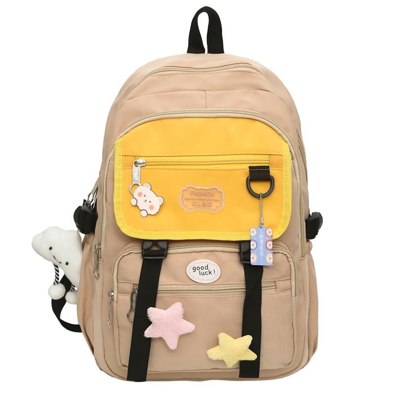 New Student Versatile Campus Backpack Large Capacity Backpack Cute and Simple Class School Bag Reduce Burden and Protect Ridge