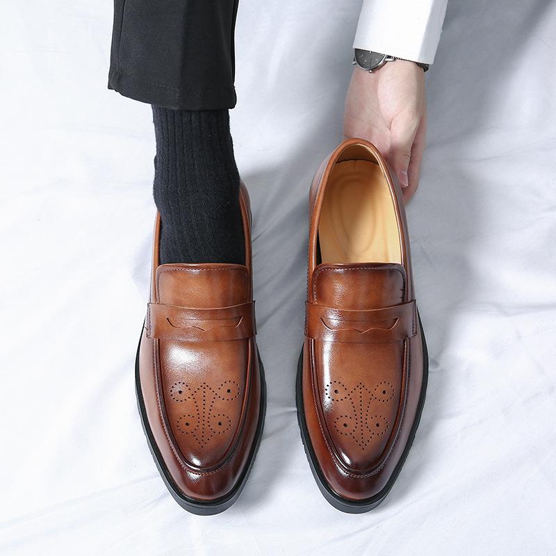 Men's Cross-Border Four Seasons Casual & Formal Leather Lace-up Shoes - British Business or Wedding Groom Style