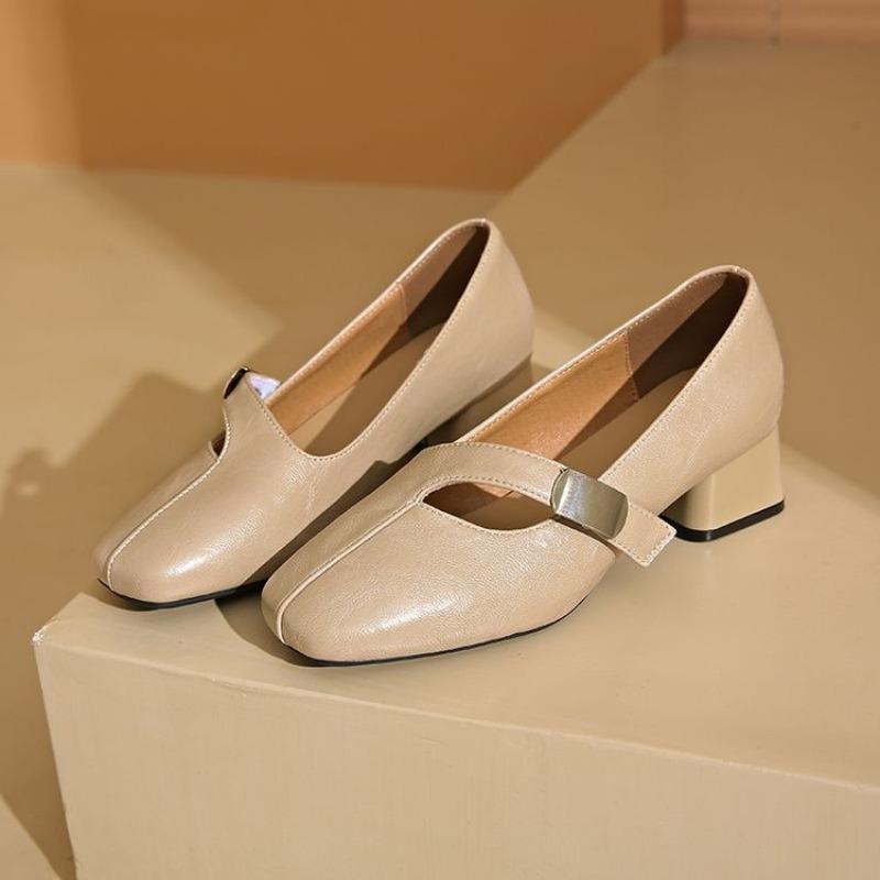 Square-toed Single-heeled Women's Low-heeled Shoes, New Thick-heeled Shoes, Versatile Autumn Shoes for Women