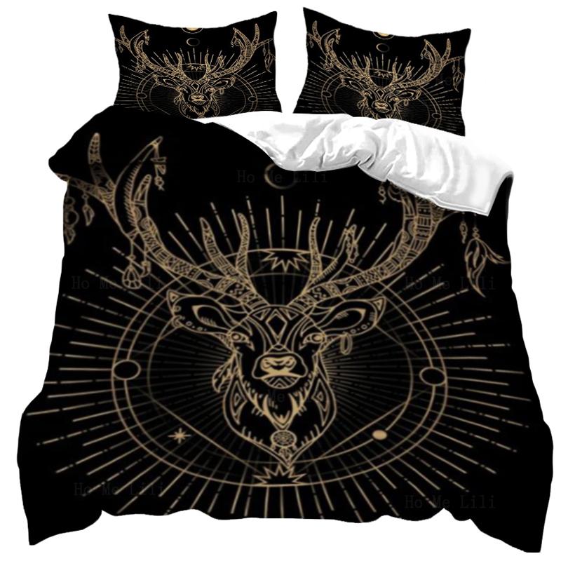 Dark Satanic Duvet Cover Set Satan Goat Inverted Pentagram Skull Bedding Set Full King Size Bed Set Bedroom Comforter Cover Set