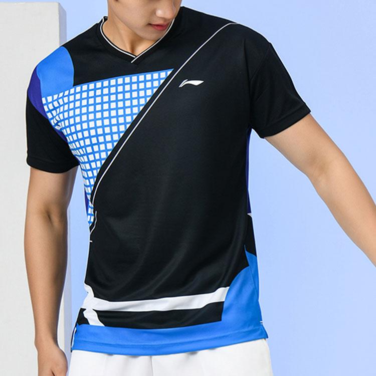 Li Ning Quick-Dry Cool Sweat-Absorbing Color-Block Training T-Shirt Men Tops Black AAYR201-3