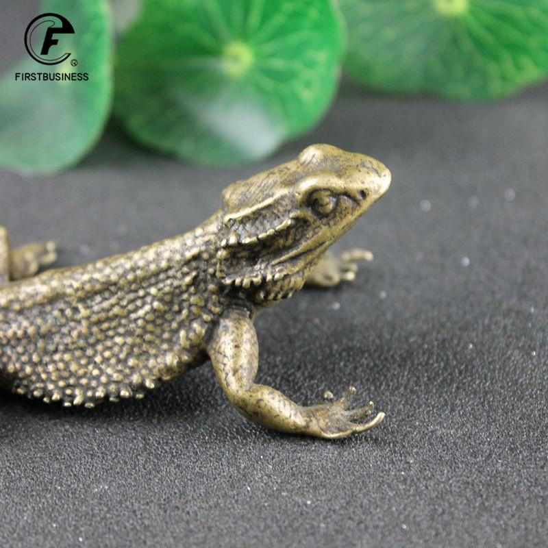 Classical Small Tea Pet Lizard Figurines Miniatures Pure Copper Decoration Accessories Desktop Toy Ornaments Vintage Simulation