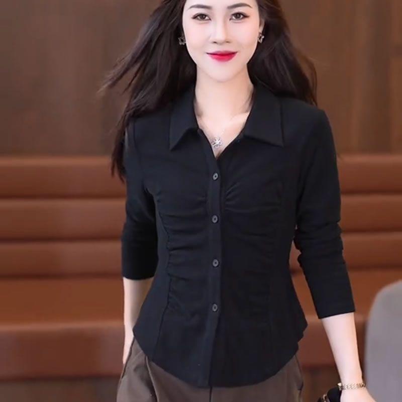Women's Versatile Long-Sleeved Cropped Base Layer Shirt, 2025 Autumn Design – Tummy Concealing, Slimming, Flattering Top