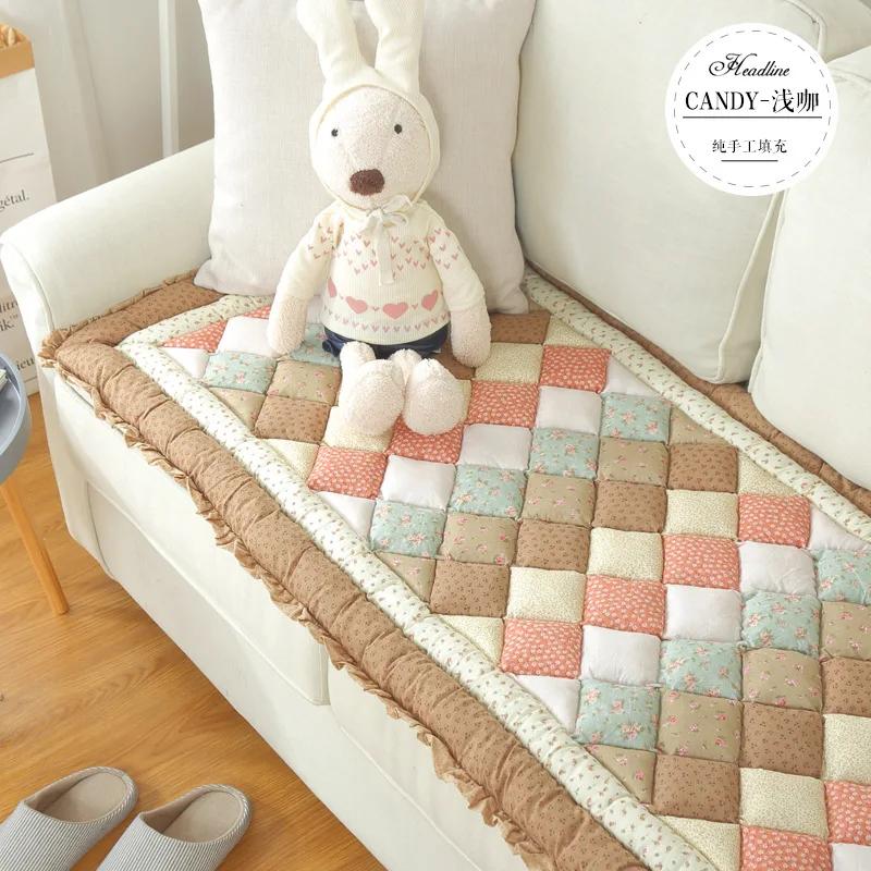 Garden Chic Cotton Protective Couch Cover Splicing Anti-cat Scratch Non-Slip Thickened Home Living Room Sofa Cover Sofa Cushion
