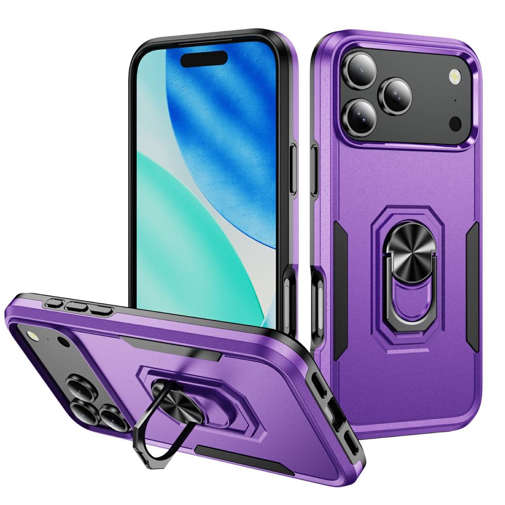 For iPhone 17 Pro Max Case Military Grade Ring Kickstand PC+TPU Phone Cover