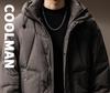 Men's High-End Lightweight 90% White Duck Down Puffer Jacket with Hood - Winter Warmth and Cold Protection