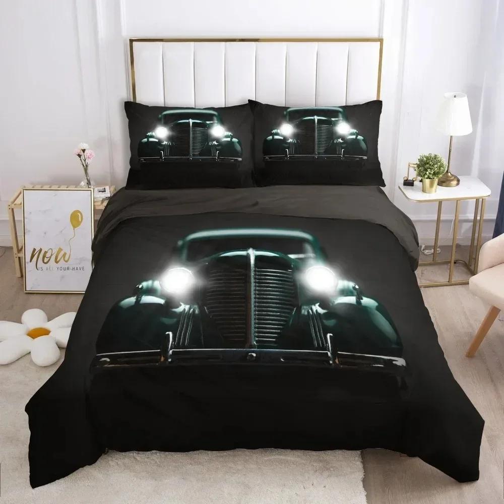 

Cars Vehicles Bedding Set Boys Bedroom Decor Quilt Cover Pillowcase Cars Racing Print Bed Linen Set King Queen for Adults 70x133cm 2pcs