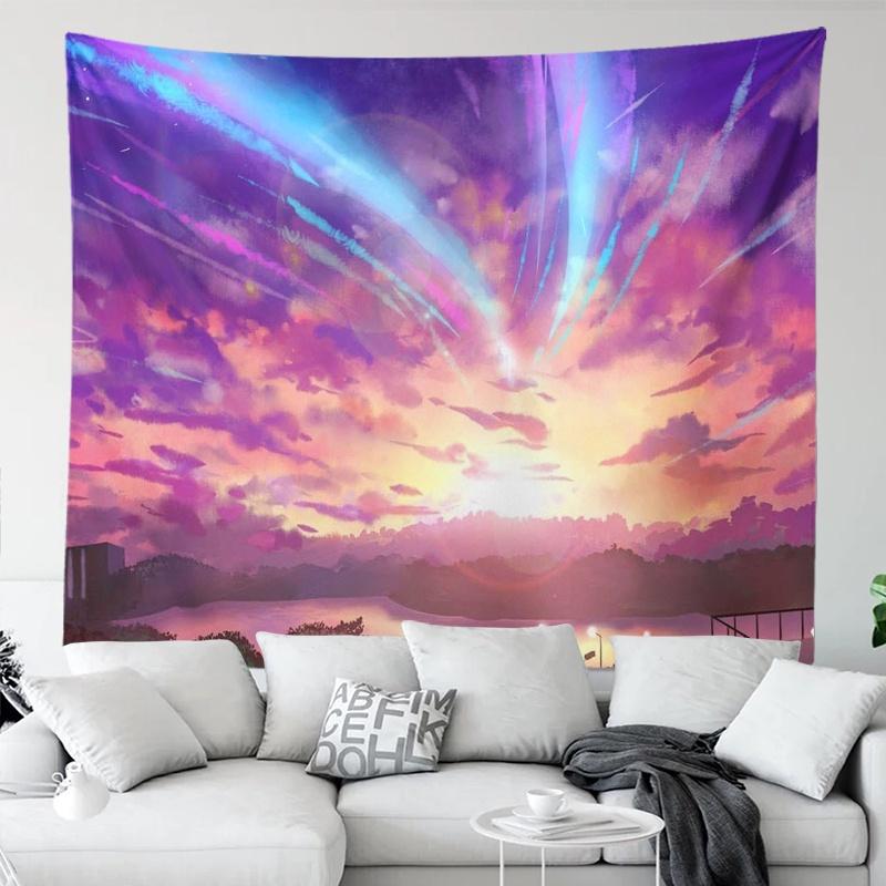 Colourful Cloud Sky Tapestry Cartoon Illustration Decorative Tapestry Super Beautiful Tapestry Dust Cloth Bedroom Decoration