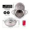 1pc Deep Fryer, Jumi Japanese Tempura Deep Fryer, Stainless Steel Frying Pan With Thermometer, For Frying Beef Patties, Fried Chicken Willow