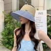 New Spring and Summer Face Covering Stripes Can Be Tied Ponytail Vacation Storage Sun Hat Women's Semi-empty Top Hat Women's Versatile and Foldable