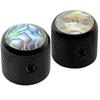 Musiclily Pro 1/4" Steel Abalone Dome Knobs, Horizontal Thread, Universal Fitting for Electric Guitar/Bass, Black (Set of 2)