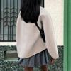 Winter Wool Cropped Peacoat Women's Double Breasted Jacket Fall Casual Long Sleeve Dressy Short Coat