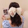 Elegant White Satin Bow Hair Clip Women 2025 Korean Style Mesh Clamp With Ribbon Detail