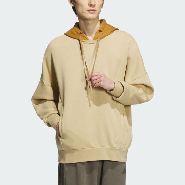 adidas Sportswear Oversized Hoodie Color Block Loose Fit American Style Pullover Sweatshirt Men Hoodies Light-Khaki IM9052