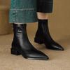 Pointed-toe Shoes, Thick-heeled Ankle Boots, New Versatile Boots for Women, Adding Fleece