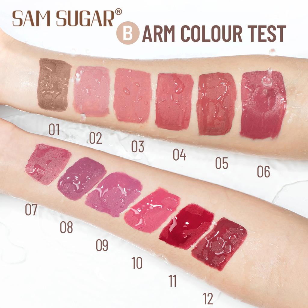 SAM SUGAR 12pcs/set Muticolor Book Lip Gloss Set Matte Velvet Non-stick Cup Longlasting Waterproof Easy Color Lip Gloss Lipstick