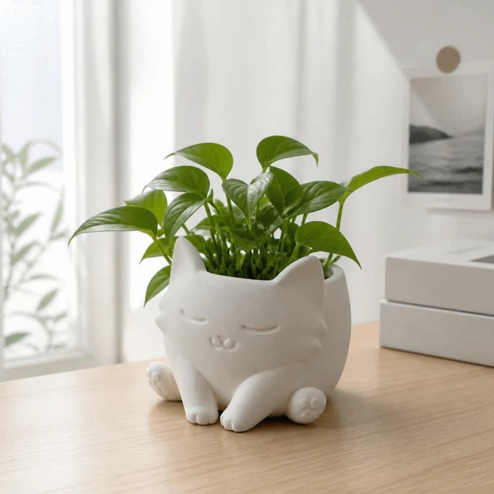 Ornaments Cat Shaped Flower Pot Lovely Mini Flowerpot Creative Succulent Flower Pot Table
