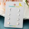 4Pairs/Lot Fashion Stainless Steel Star Moon Stud Earrings Sets for Women Small Flower Porker Dog Earings Jewelry Gift