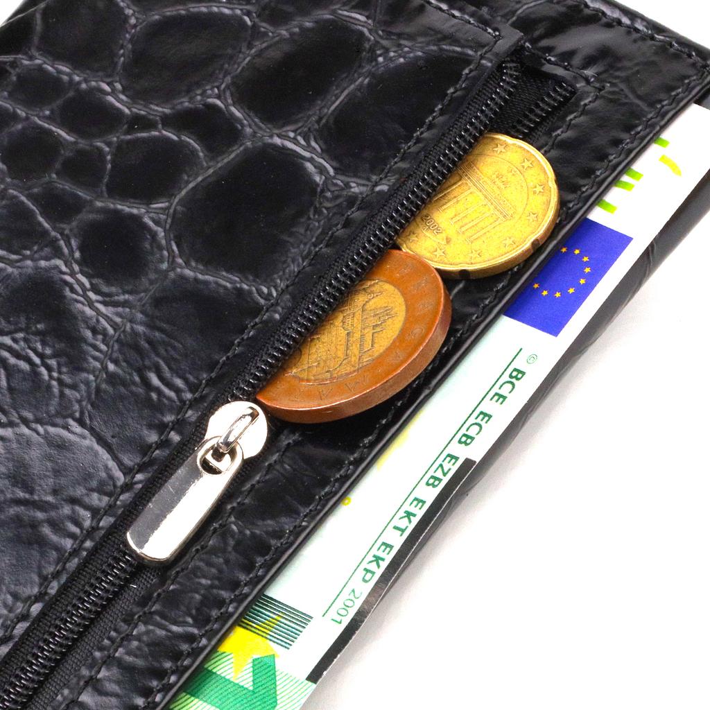 Unusual Women's Wallet Made of Genuine Textured Leather CANPELLINI 21834 Black