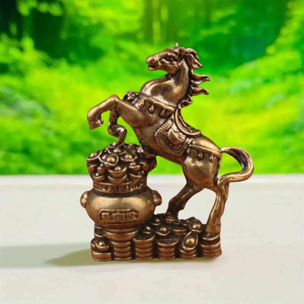 Brass Horse Figurines Chinese  Year Zodiac Horse Ornament Feng Shui Lucky Statue Home Office Desktop Decoration Crafts