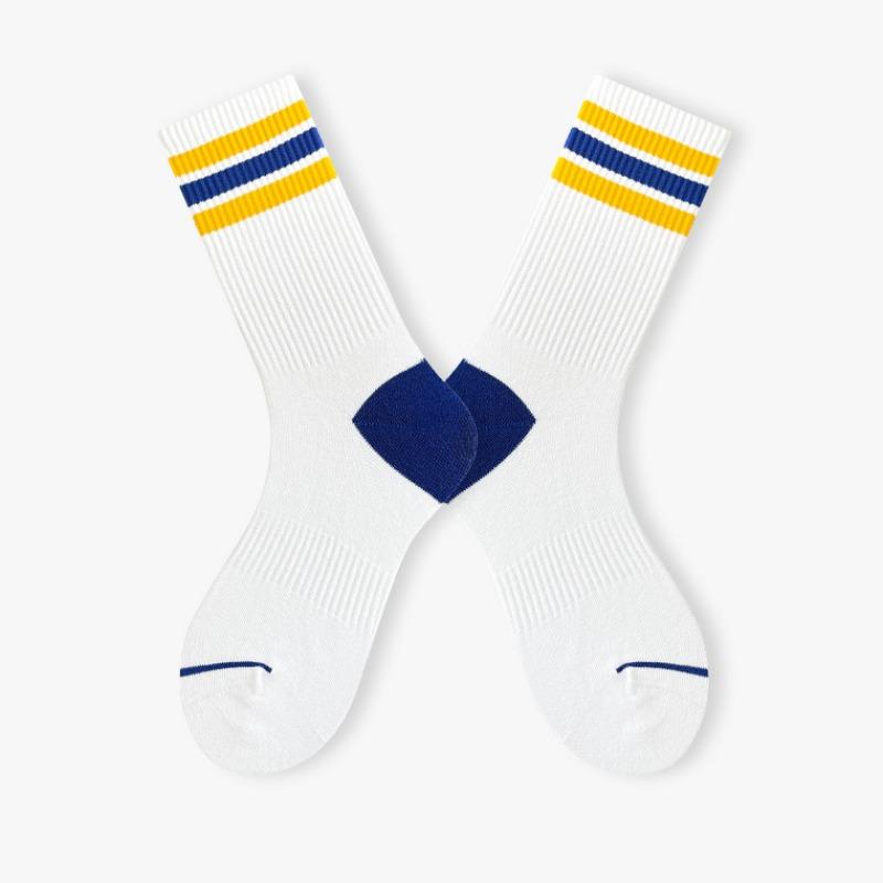 Men's Mid-calf Socks Spring and Summer Thin Pure Cotton Striped Trendy College Style Sports Men's Long Socks Women