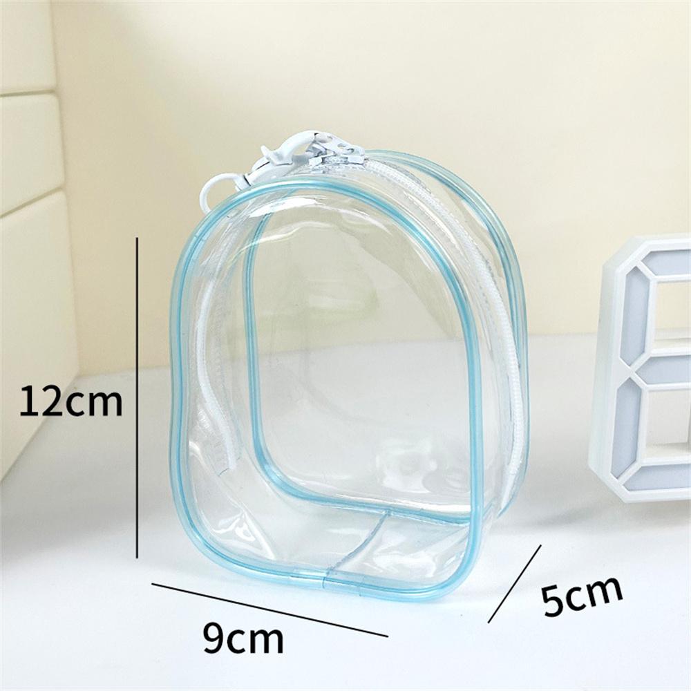 12cm PVC Transparent Storage Bag with Keychain Multicolor Cartoon Doll Display Box Dustproof Case Earphones Gift Organizer Bags