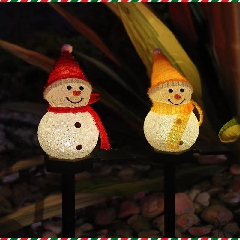 1Pc Solar Snowman Plug-in Light Christmas Decoration Atmosphere Outdoor Garden Lawn Light Christmas Night Light Snowman