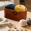 Oval Shape Wooden Knitting Bowl with Holes Multifunctional Yarn Holder with Lid for Crocheting Knitting Tool Storage
