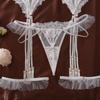 Women's Sexy Lightweight Lingerie Set Solid Color Bra Set with Lace Trim Splicing & Floral Embroidery Push-Up Bra Lingerie Set
