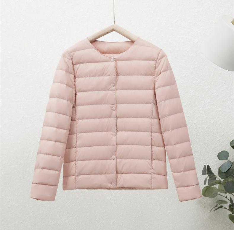 2024 Women's Lightweight Collarless Down Jacket, Short Round Neck, Thin Outerwear