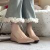 French nude pointed temperament single shoes women's 2025 new inner height increase casual versatile flat shoes commuter women's shoes