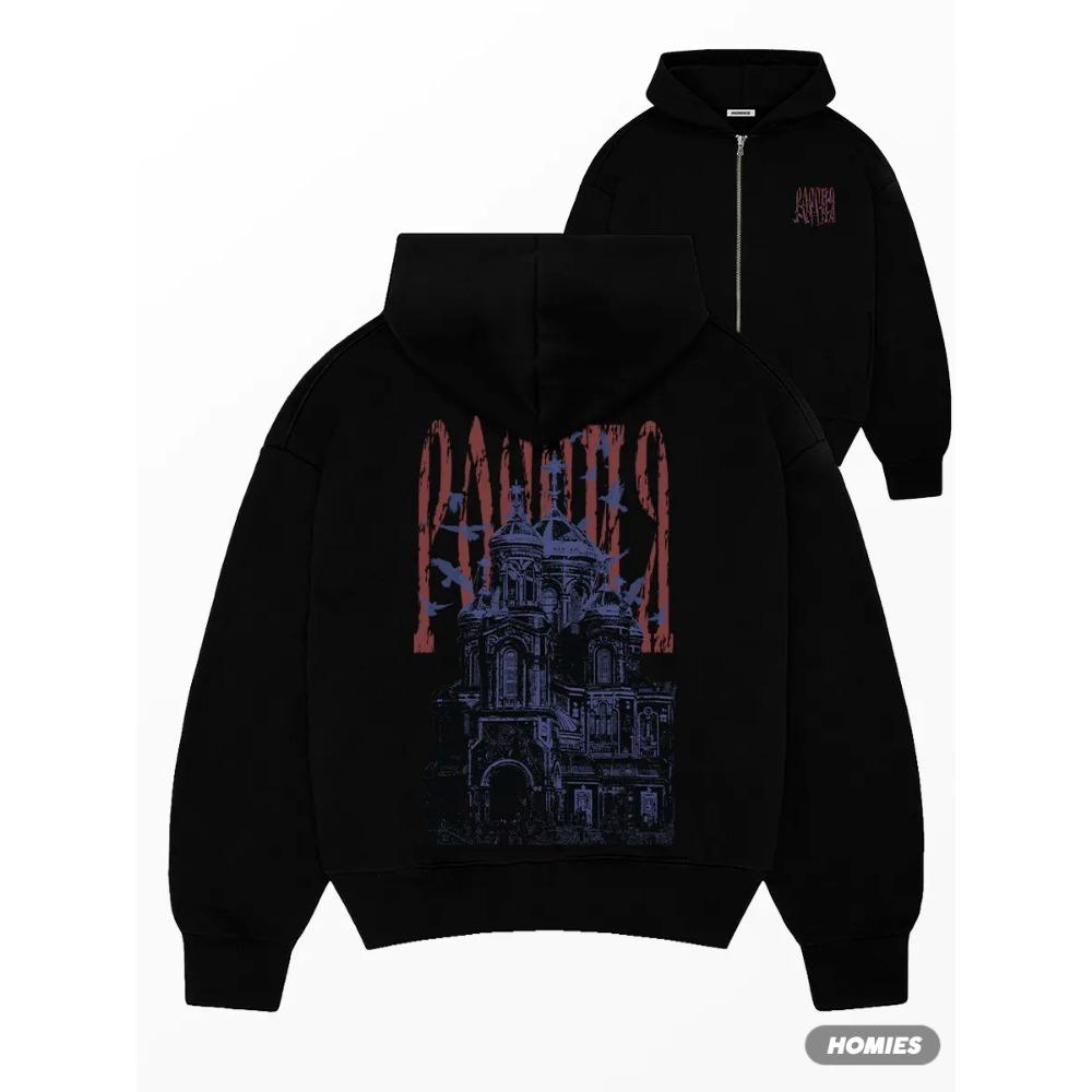 Black and White Campus Fashionable Loose Print Zipper Hoodie for Spring and Autumn New Trend Cool Top S