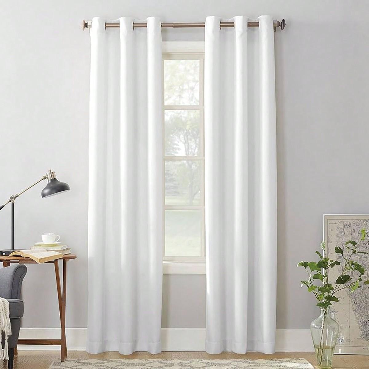 

1 шт. Белая штора, 80% затемняющая штора, подходит для спальни и гостиной, штора с высокой степенью затемнения W140cm x H260cm&Rod Pocket белый