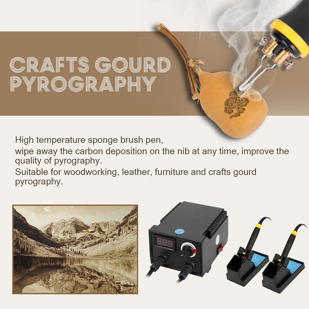 100W Multifunctional Digital Display Electric Gourd Wooden Pyrography Machine with 20pcs Heating Pen Heads