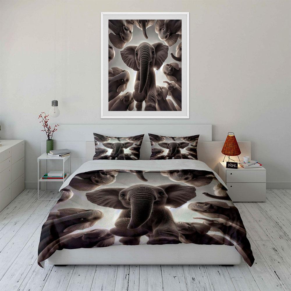 Elephant-Themed Three-Piece Decor Set Kid'S And Adults' Bedroom Decor, Exquisite Three-Piece Bedding Set Gift