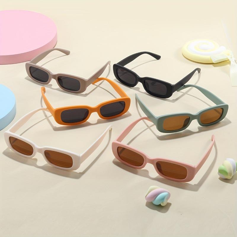 Set of 6 Retro Casual Square Glasses Women And Children Versatile Eyewear for Street Pography