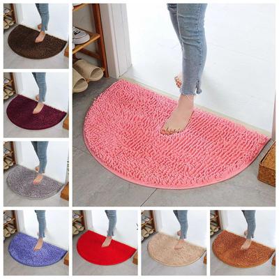 Semicircular Mat Non Slip Water Absorbent Chenille Bath Mat Floor Carpet Shower Rug