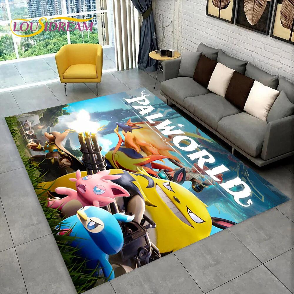 3D Cartoon Palworld Spiel Teppich für Zuhause Wohnzimmer Schlafzimmer Sofa Fußmatte Dekoration, Kinderteppich Rutschfeste Bodenmatte Geschenk