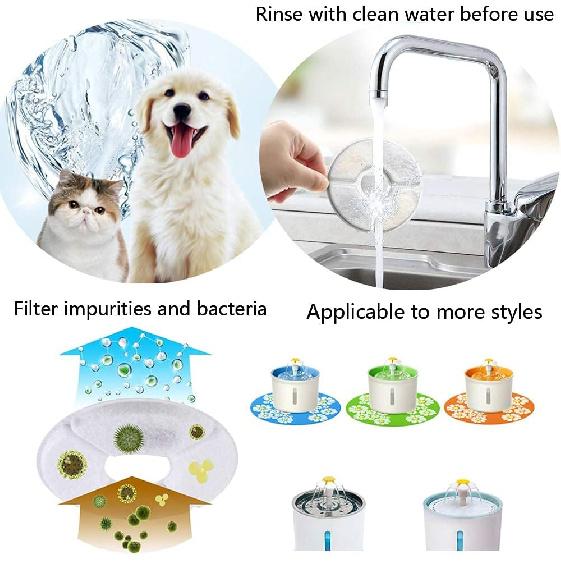 Cat Water Fountain Replacement Filter,12 Pack Carbon Filters, Cat &Dog Fountain of Pet Water Fountain Activated Carbon Filter