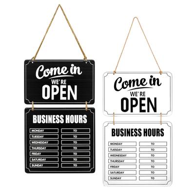 Cartel de Horario de Apertura Pizarra de Bienvenida Cambiable Doble Cara con Pegatinas de Hora Marca Abierto y Cerrado para Puerta de Restaurante