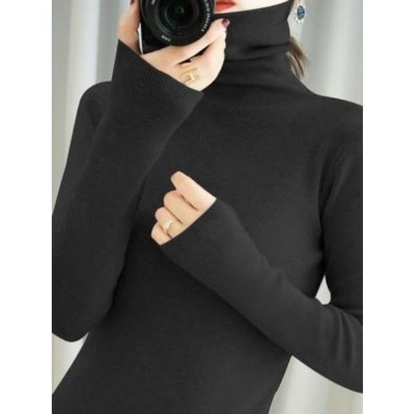 

Осенне-зимний женский свитер, нижняя рубашка, свободный сложенный воротник, свитер с высоким воротником, женский трикотаж, рубашка с внутренним дном с длинными рукавами, топы One Size чёрный