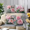 Pink Floral Throw Pillow Covers - Carnation Lotus Peony Rose Decorative Pillow Cases, Watercolor Flower Pattern Cushion Covers