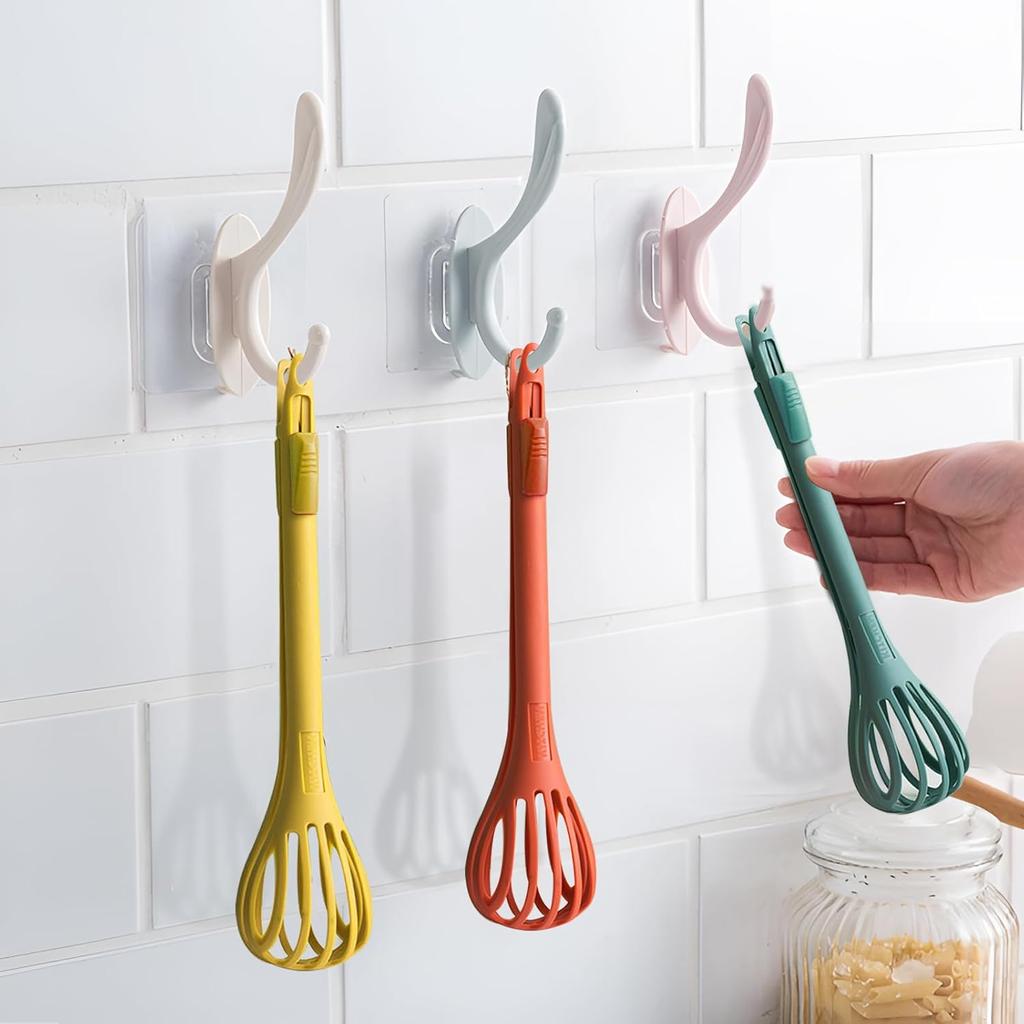 3 Pack Multifunctional Egg Beater, 2 in 1 Food Clip Handheld Egg Whisk Blender Bread Clip for Cooking Salad Mixer and Food Clip, Household Kitchen