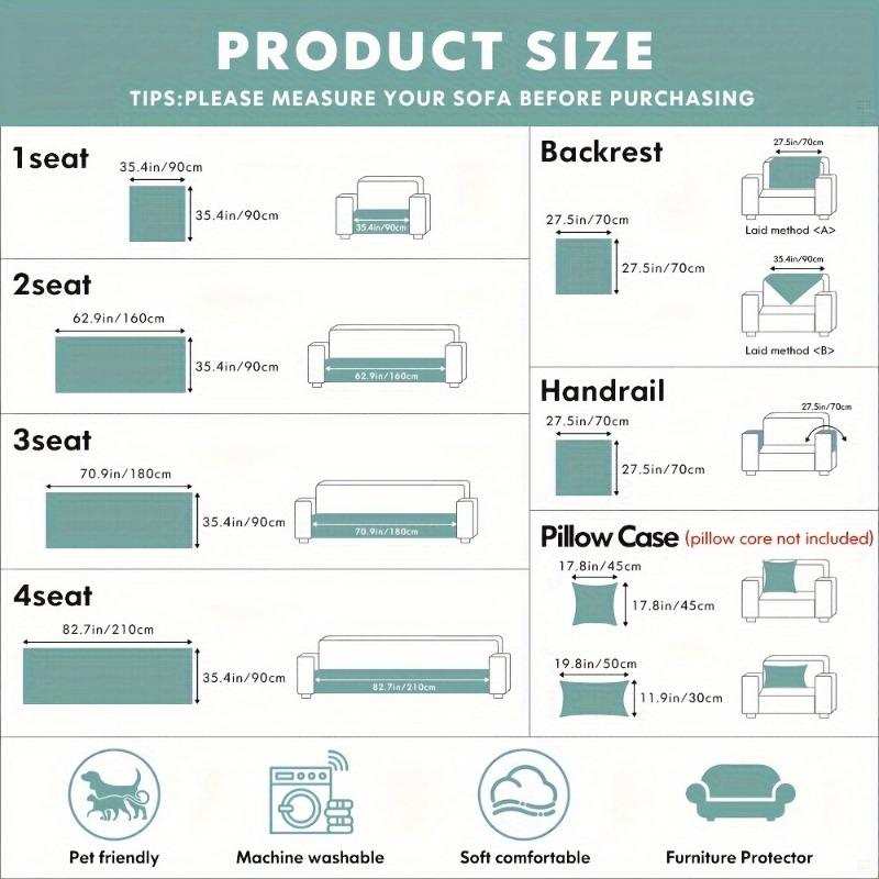 1PC Suede Ribbed Sofa Cover - Machine Washable Soft Elastic Fabric Jacquard Texture | Easy Care Materials
