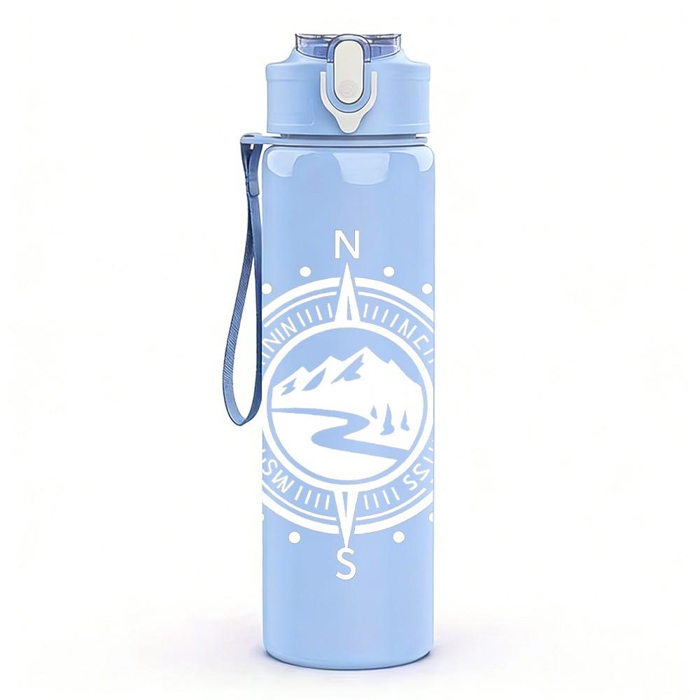 1PC Minimal Circular Pattern 750ml Color Plastic Sports Water Bottle Leakproof Flip Straw Lid Suitable for Sports Office Home Use