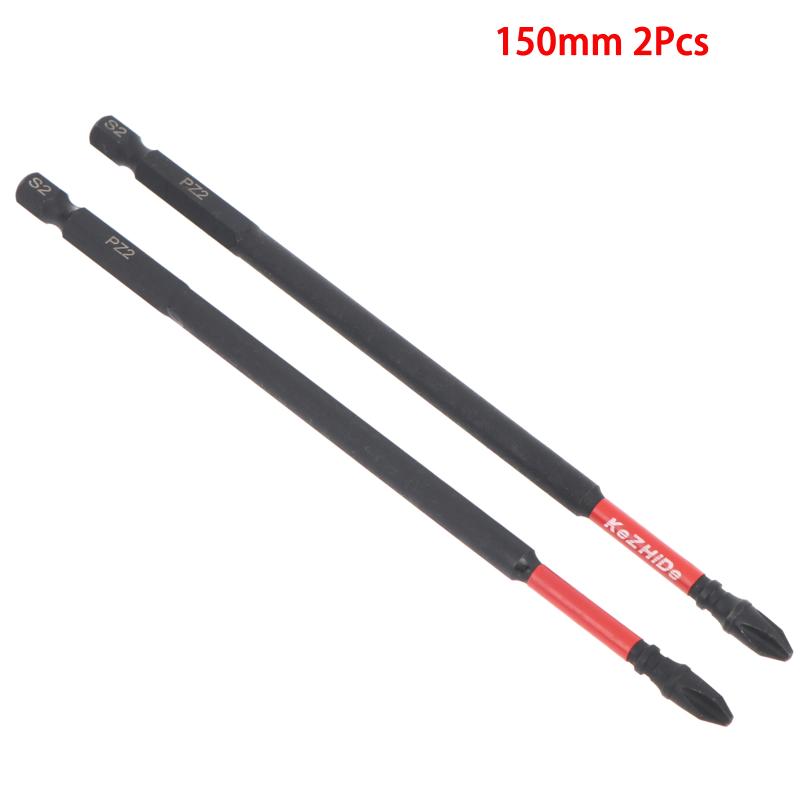 2/4Pcs 6Inches Pozidriv #2 Pz2 Impact Tough Screwdriver Power Bit Set, S2 Alloy Steel Screwdriver Bits Set
