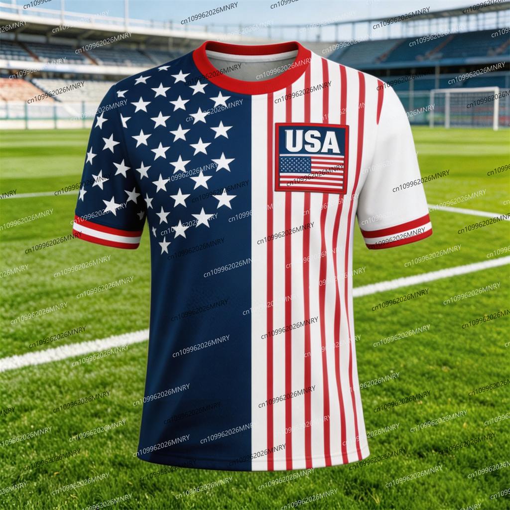 2026 USA Flagge Emblem T-Shirt Herren T-Shirt Amerikanisches Fußballtrikot T-Shirts Für Herren Mode Herrenbekleidung USA Trikot Fan Trikot