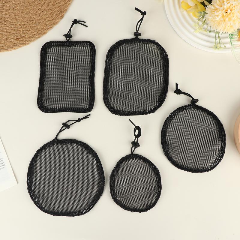 5Pcs Black Elastic Wig Net Breathable Mesh Hair Net With Adjustable Drawstring For Making Puff Bun Wig Tools Women Wig Nets