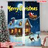 2pcs 2D Flat Printing Christmas Scene Curtain Merry Christmas Night Versatile Polyester Without Electricity Family Party